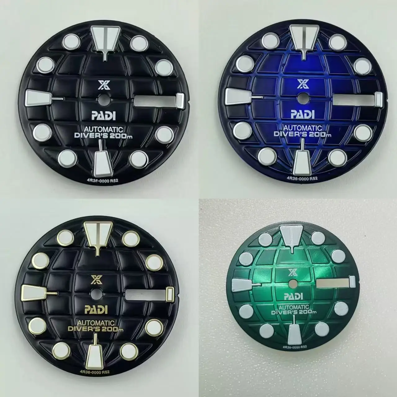 

Japanese 28.5mm S-logo green luminous dual-date dial, suitable for NH36 Japanese automatic movement S-logo watch parts.