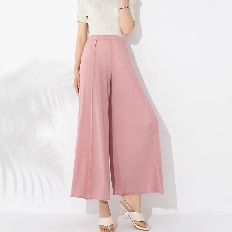 

MIYAKE Wrinkled high waisted, loose and slimming, new summer style versatile casual wide leg toothpick pleated pants [20230253]