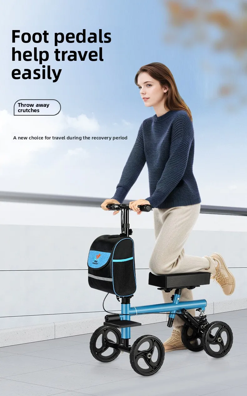 

Knee Walker Elderly Disabled Foldable Seated Training Foot Injury Training Crutches Wheeled Trolley Four Wheeled Walker