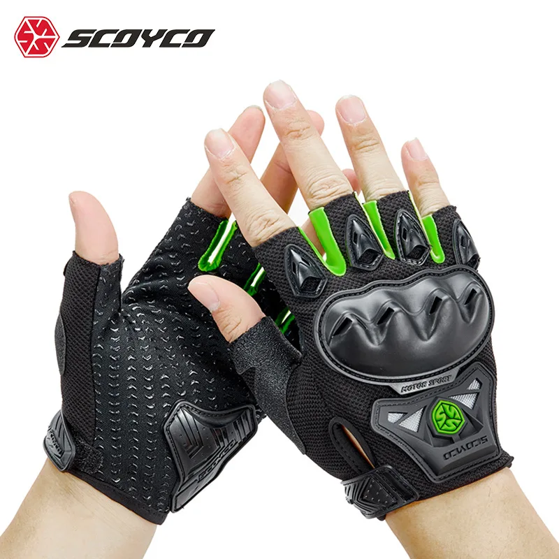 Scoyco Protecive Shell Motorcycle Half Finger Gloves Motorcycle Guantes Motocross Racing Motorbike Motocicleta Cycling Gloves29D