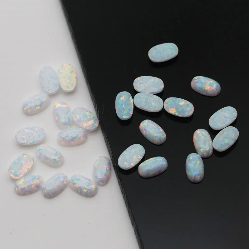 100pcs Oval 5x3mm Synthetic Opal Gems Cabochon OP17 White Opal Loose Gemstone