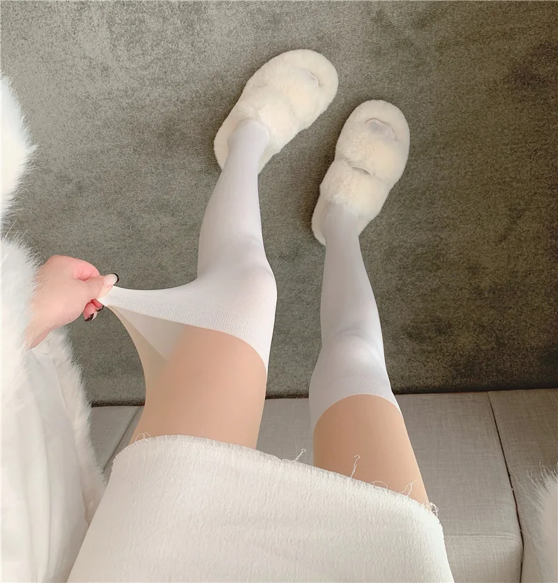 Women\'s stockings Pantyhose Patchwork Sheer WHITE Thigh High Stockings Tights Women Female Hosidery Over Knee Stripe Pantyhose