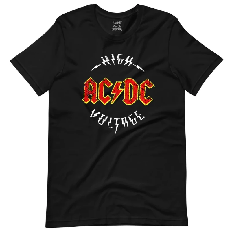 

80's Punk ACDC Rock Band American Vintage High Street Vintage Summer Men's and Women's Cotton Short Sleeve T-shirt