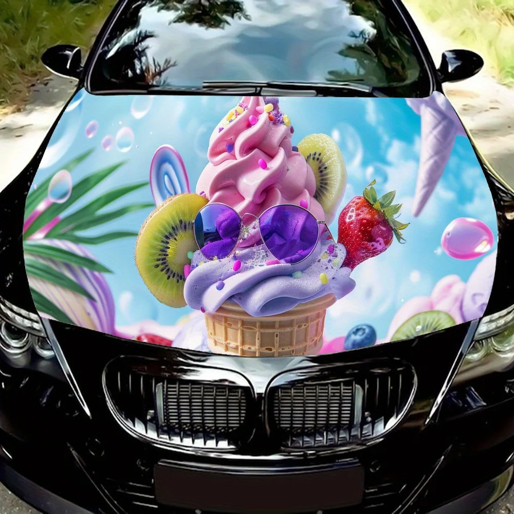 

Blueberry ice cream Print Car hood stickers, waterproof self-adhesive car vinyl stickers, car decoration protection stickers, ca