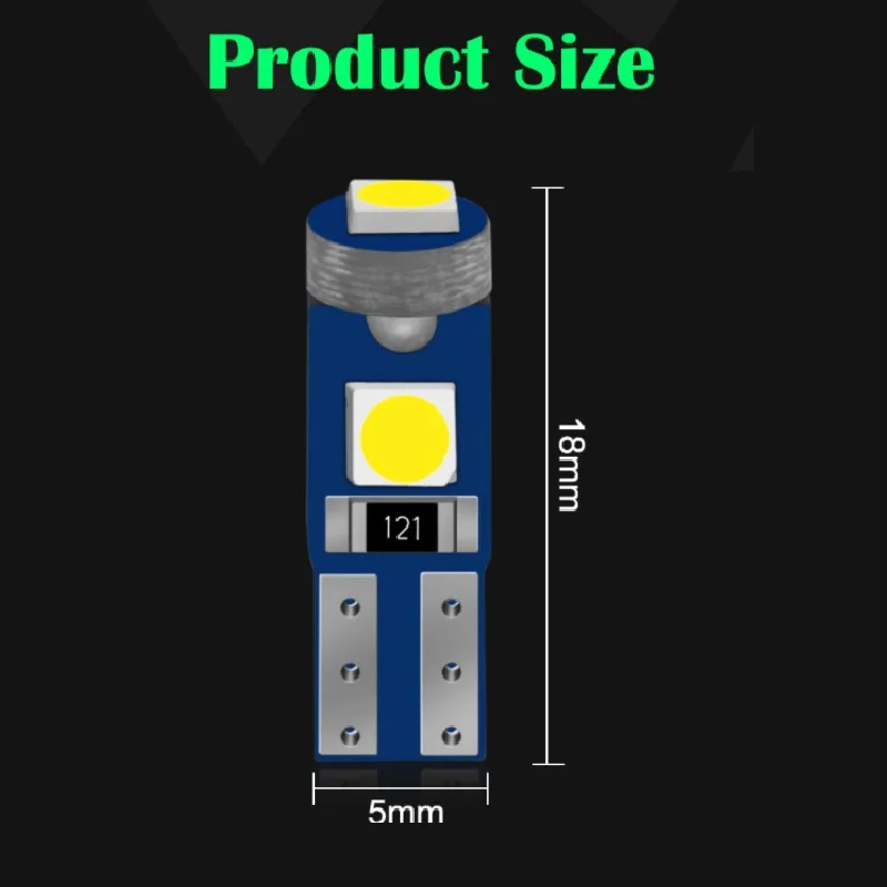 Ampoule LED pour tableau de bord de voiture, T5 W1.2w 27 74 86 206 3smd