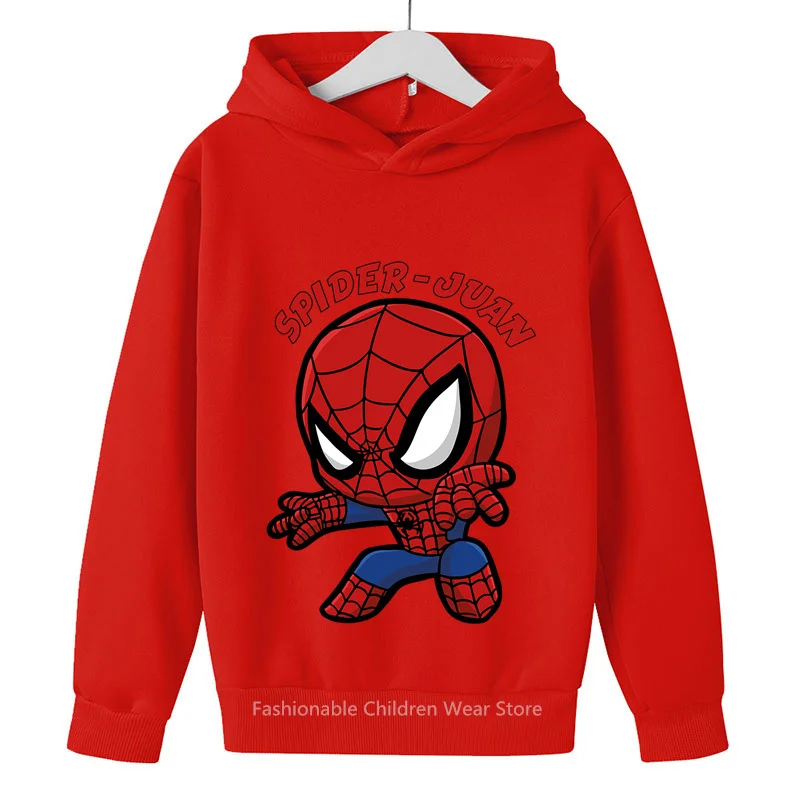 Marvel Avengers Q-Edition Spider-Man Cartoon Hoodie with Hood - Stylish & Comfy for Kids' Outdoor Entertainment