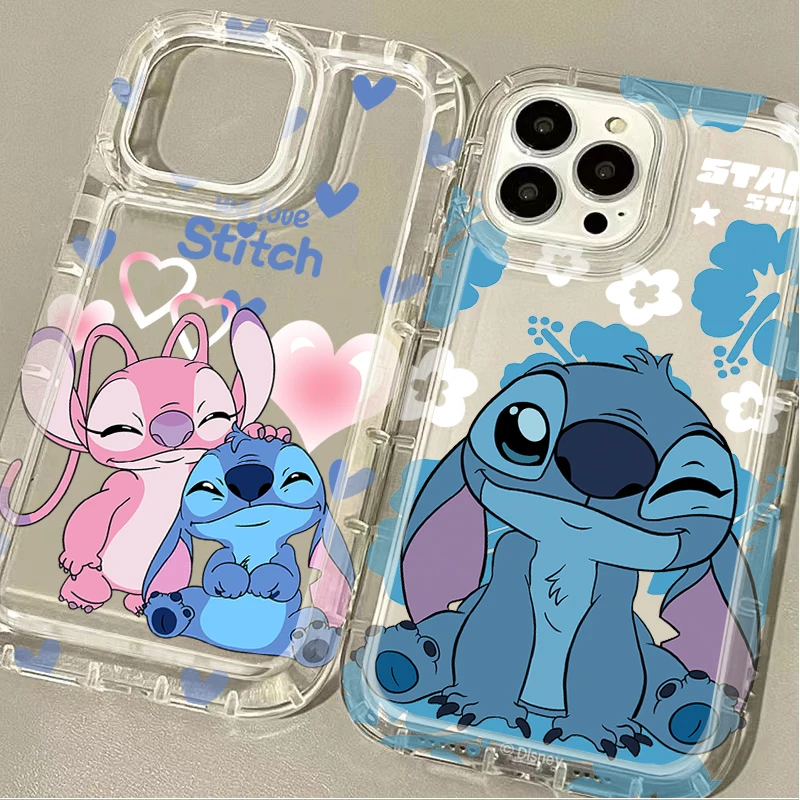 Funda bonita con grafiti de Disney Stitch para iPhone 17 Air 16 16E 15 14 Plus 13 12 11 Pro Max Plus 7 8 SE 2020, funda transparente a prueba de golpes