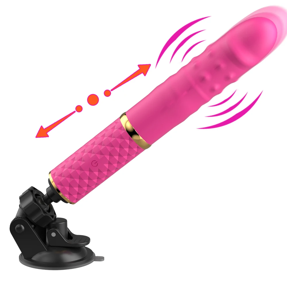 Consolador vibrador telescópico automático para principiantes con ventosa, masajeador para orgasmo del punto G, estimulador de tapón Anal, juguete sexual para mujeres