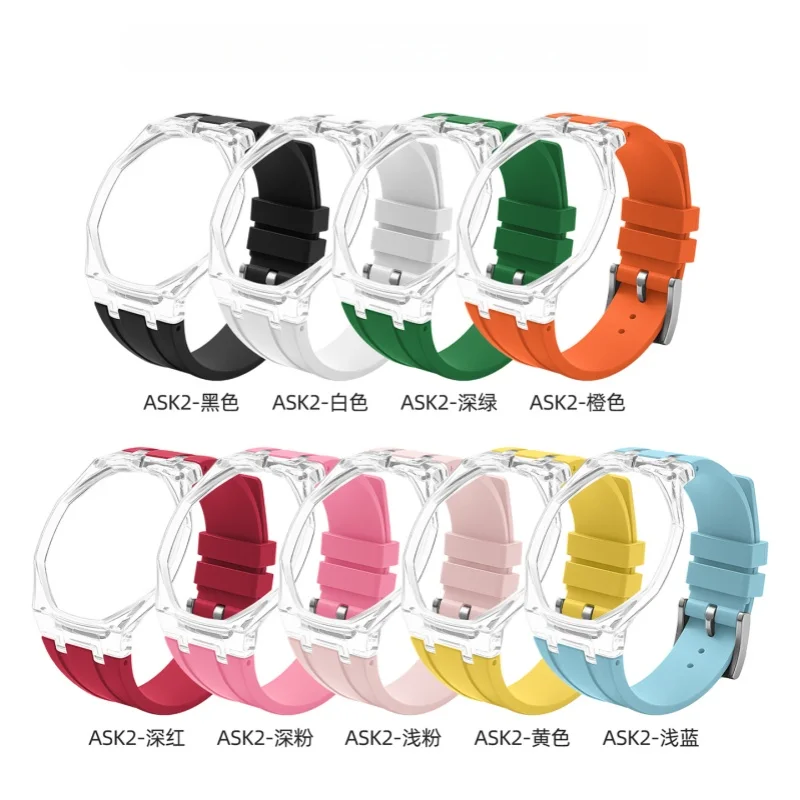 Transparent Case+Liquid Silicone Strap For AP X Swatch Royal Pop Pocket Watchband Modification Pocket Changer To Wristwatch