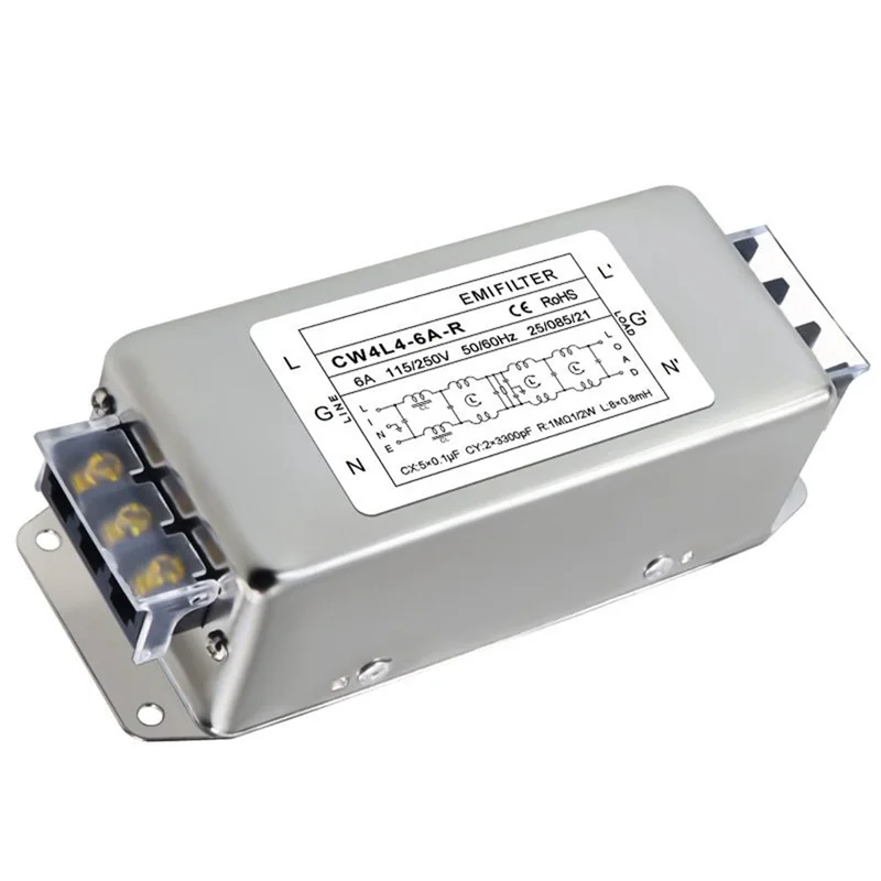 FFYY-مرشح طاقة تيار متردد أحادي الطور 220 فولت أربع مراحل CW4L4-6A-R مضاد للتدخل CW4L4-6A-R