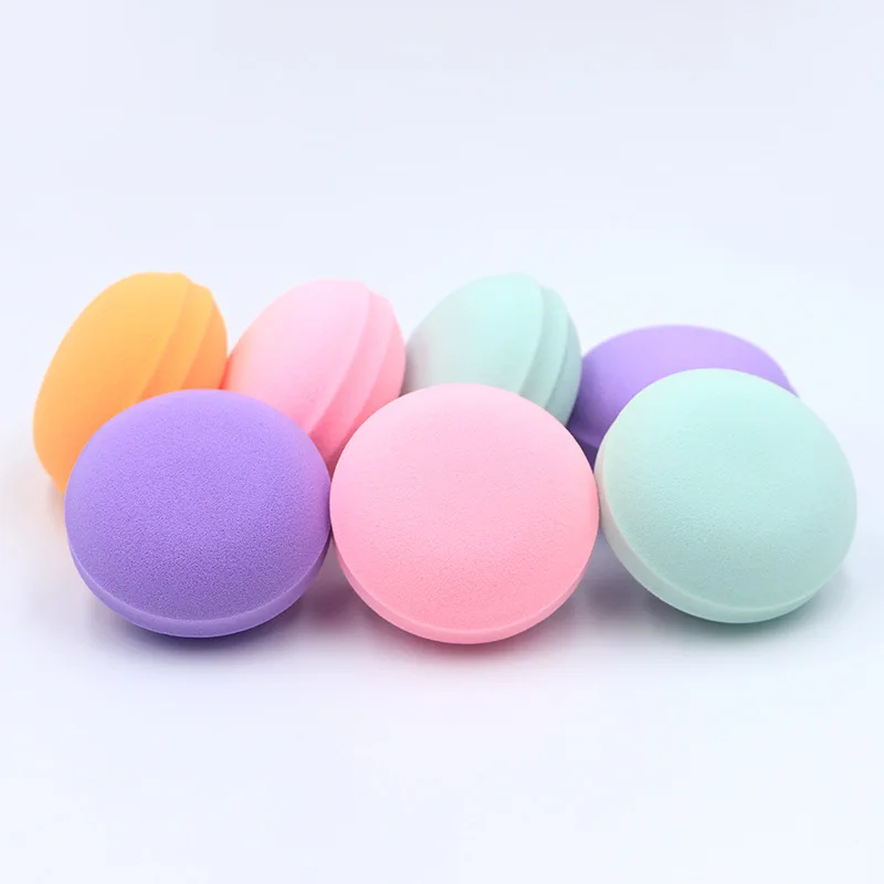 SAIANTTH Macaron cosmetic puff wet dry beauty egg soaking water large makeup sponge non-latex Hamburger shape 2pcs