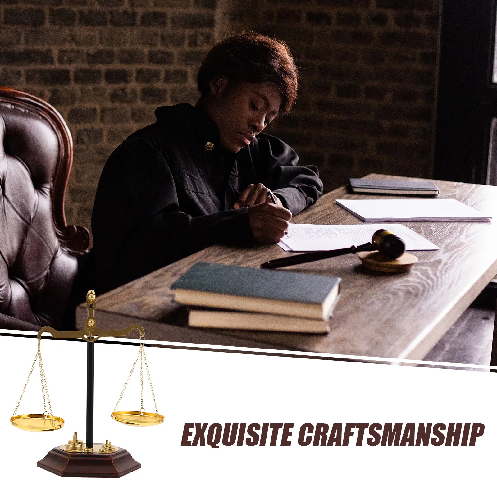 

Metal Balance Scale Vintage Ornament Libra Justice Retro Decor Office Desk Home Accent for Lawyers Legal Gift