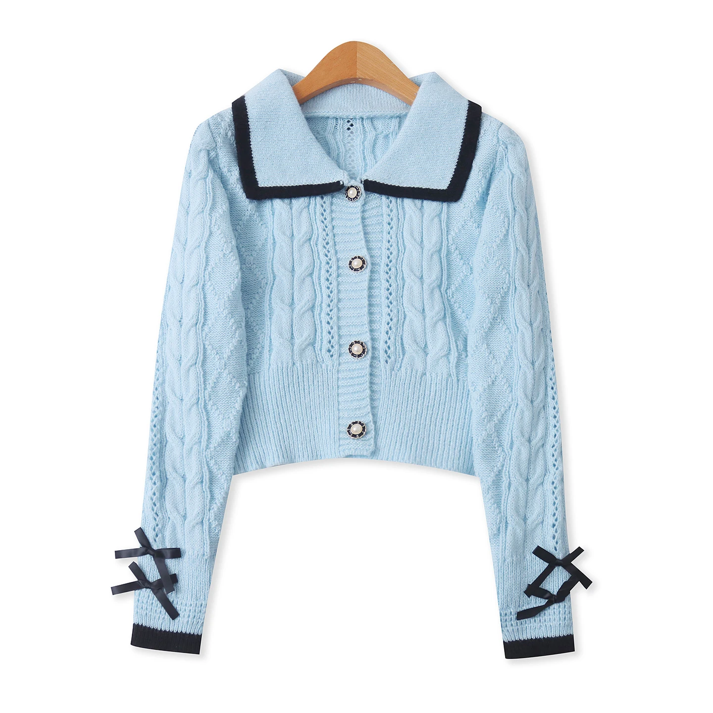 Slim Fit ort Cardigan lavorato a maglia Bottone perlato Lungo Sve Autunno New Sle Donna Faion College Sle Maglione Pendolarismo Sle