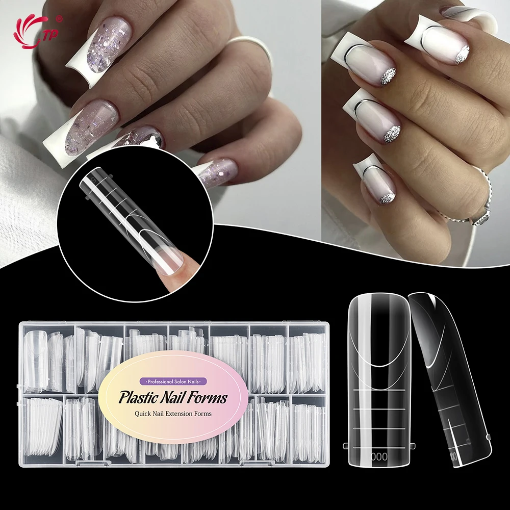 TP French Nail Dual Forms for Poly Extension Gel Nail Molds Reusable Full Cover False Nail Tips Top Forms Upper Mold 150pcs/box