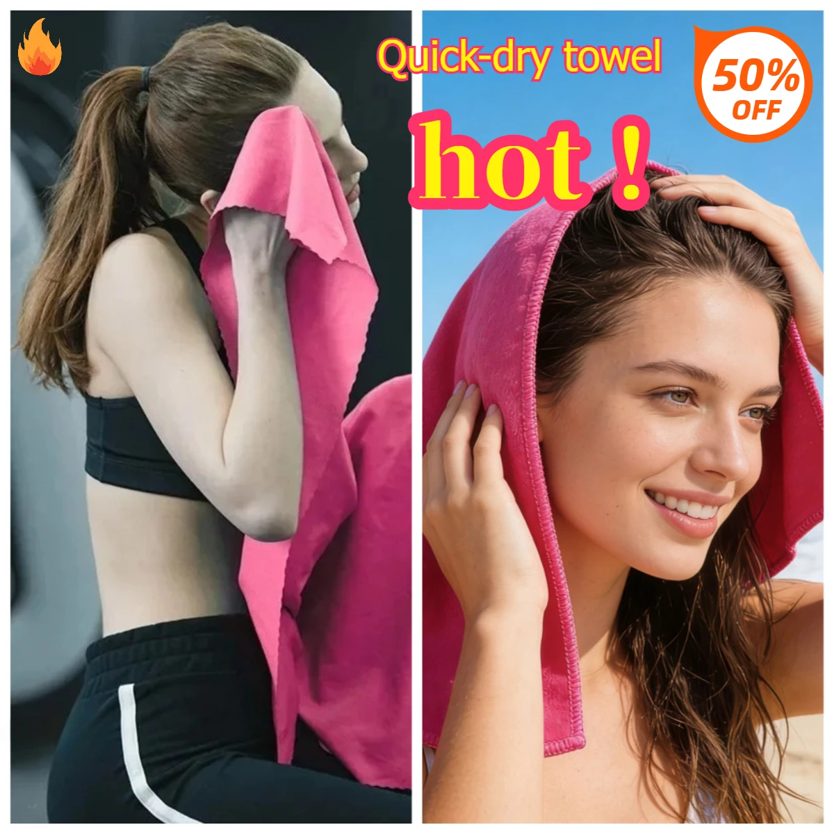 Quick-Dry Sports Towel - Super Absorbent Gym/Running/Basketball Towel, Lightweight Outdoor Camping & Travel Microfiber Towel