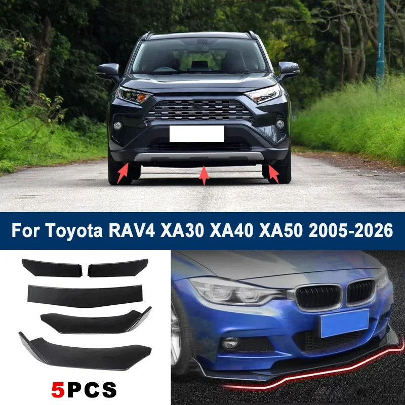 

For Toyota RAV4 XA30 XA40 XA50 2005-2026 model, adjustable 5PCS front bumper lip spoiler protection decorative kit, car body kit