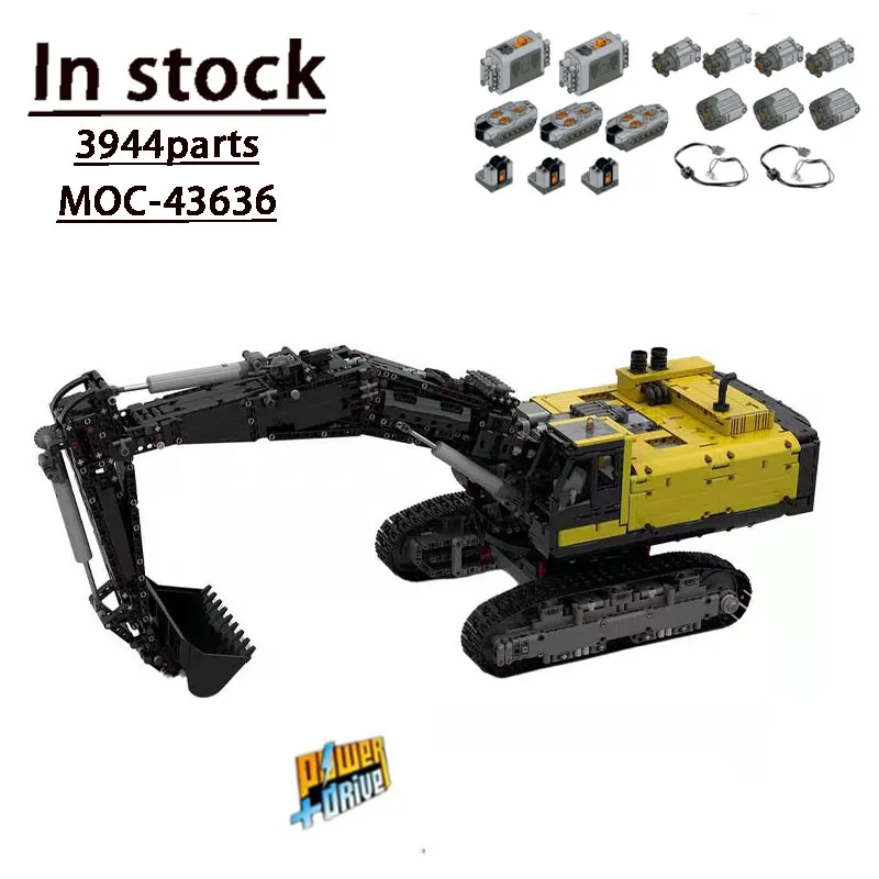 

MOC-43636 Электрический городской спасательный экскаватор EC750, сборка, сращивание, строительный блок, модель 3944, детали, гигантский экскаватор, игрушка, подарок на день рождения