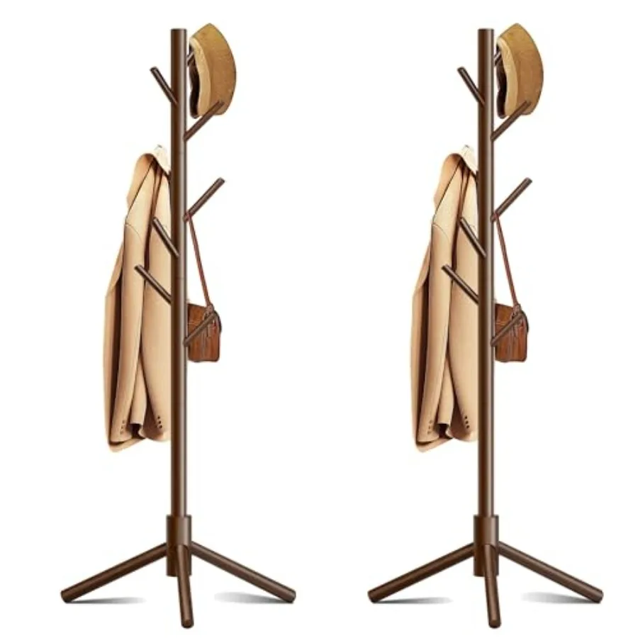 

Вешалка для одежды напольная с 8 крючками, 3 регулируемыми уровнями высоты, для одежды, шляп, сумок, легко собирается, для прихожей