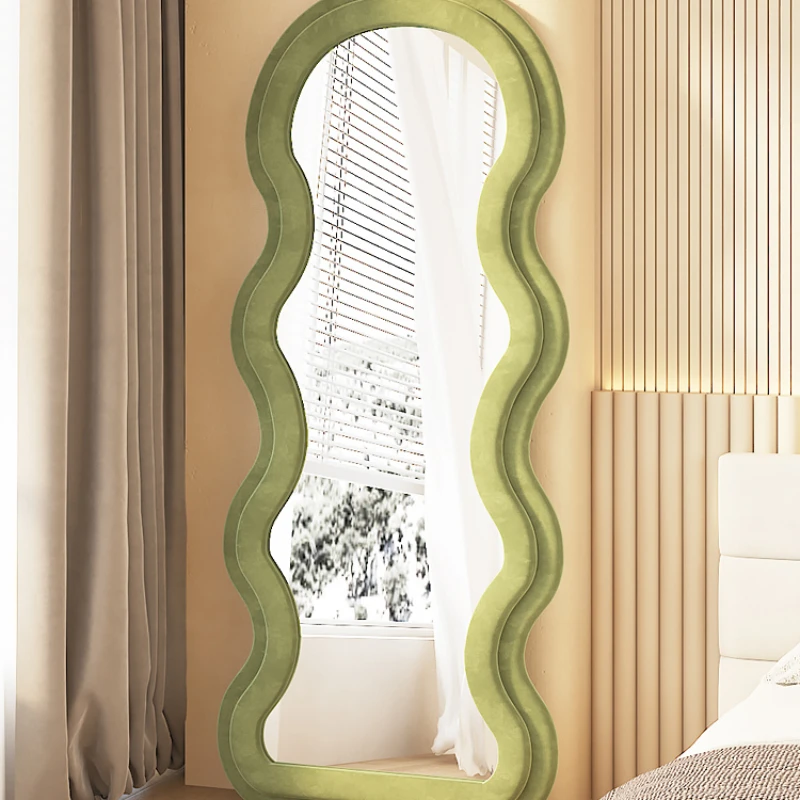 Online celebrity wave full-length mirror home girl bedroom floor-to-ceiling mirror ins wind irregular dressing and fitting