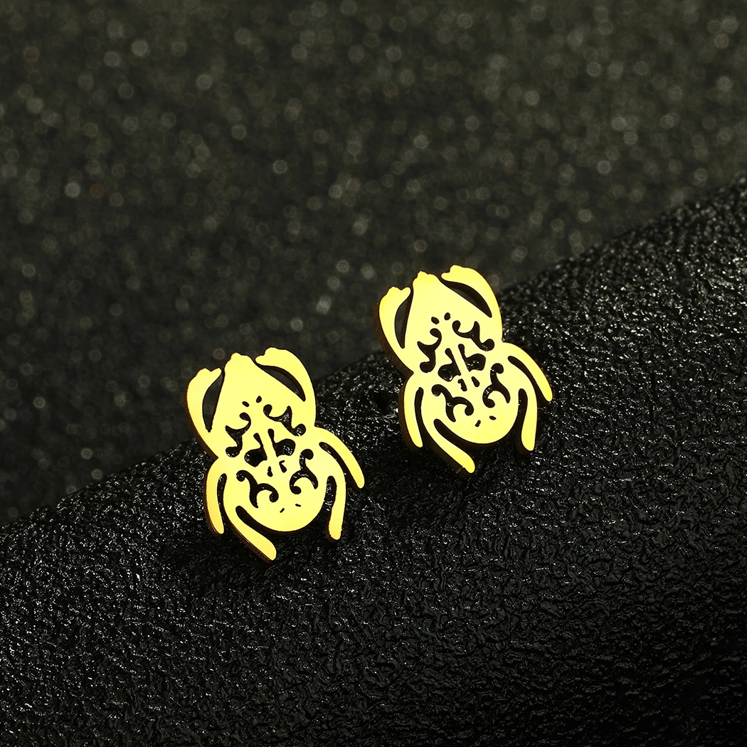 QIAMNI Egyptian Vintage Creative Insect Sacred Wings Scarab Beetle Stud Earrings For Women Men Fashion Gypsy Tribal Jewelry Gift