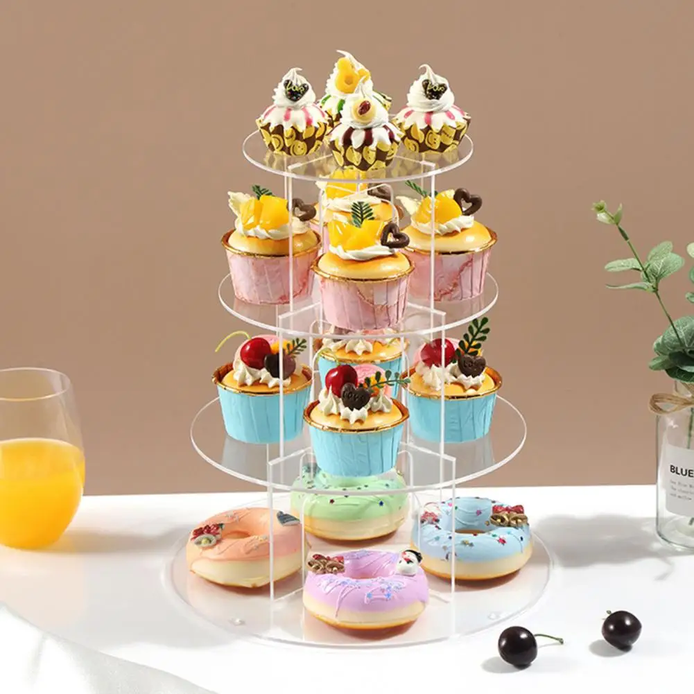 Cake Stand Multi-layered Acrylic Cake Dessert Display Stands Elegant Easy-to-install Statues for Showcasing Confections Cupcake