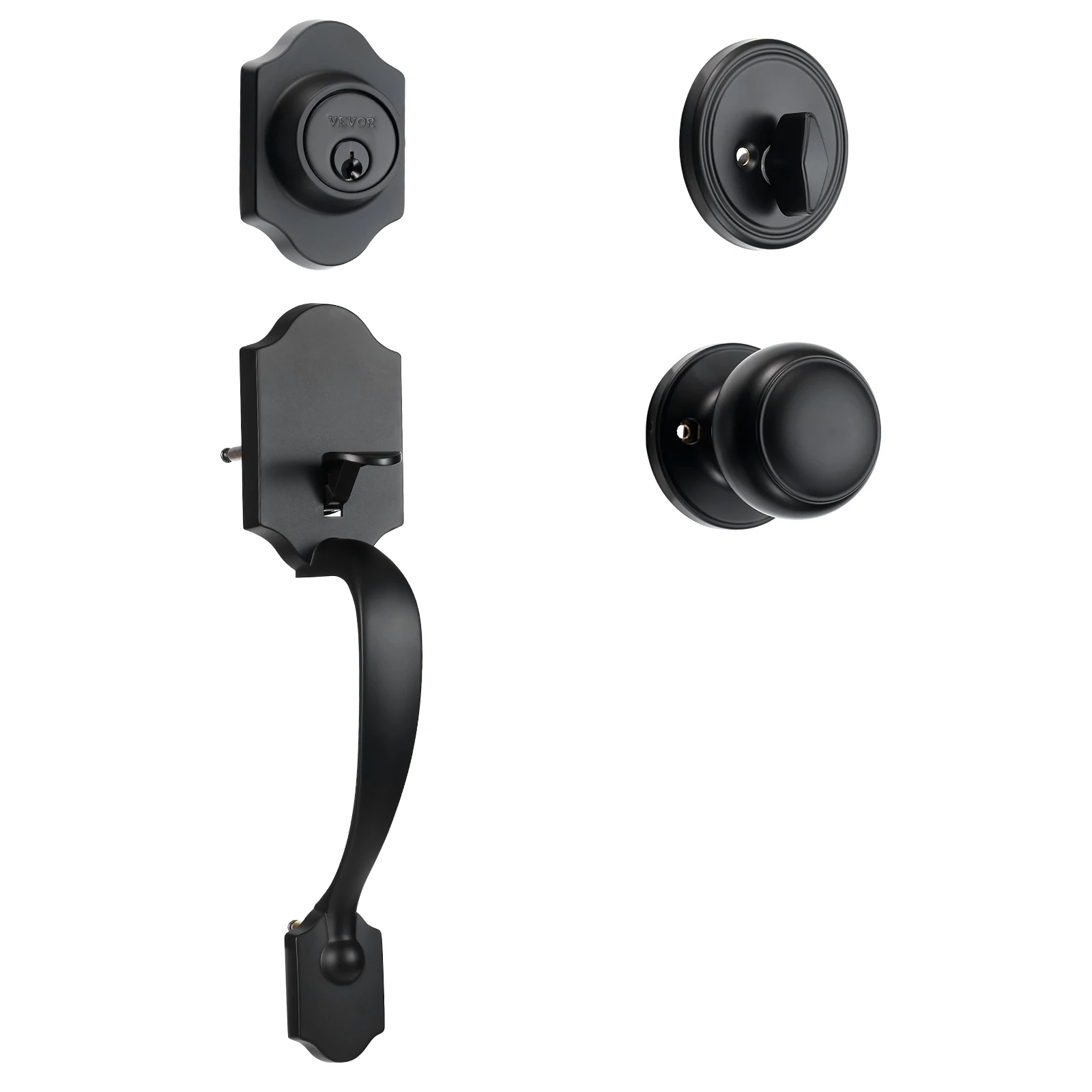 VEVOR Front Door Handle Deadbolt Set Front Door Lock Set with Interior Knob Adjustable Hole Spacing Single Cylinder Handleset
