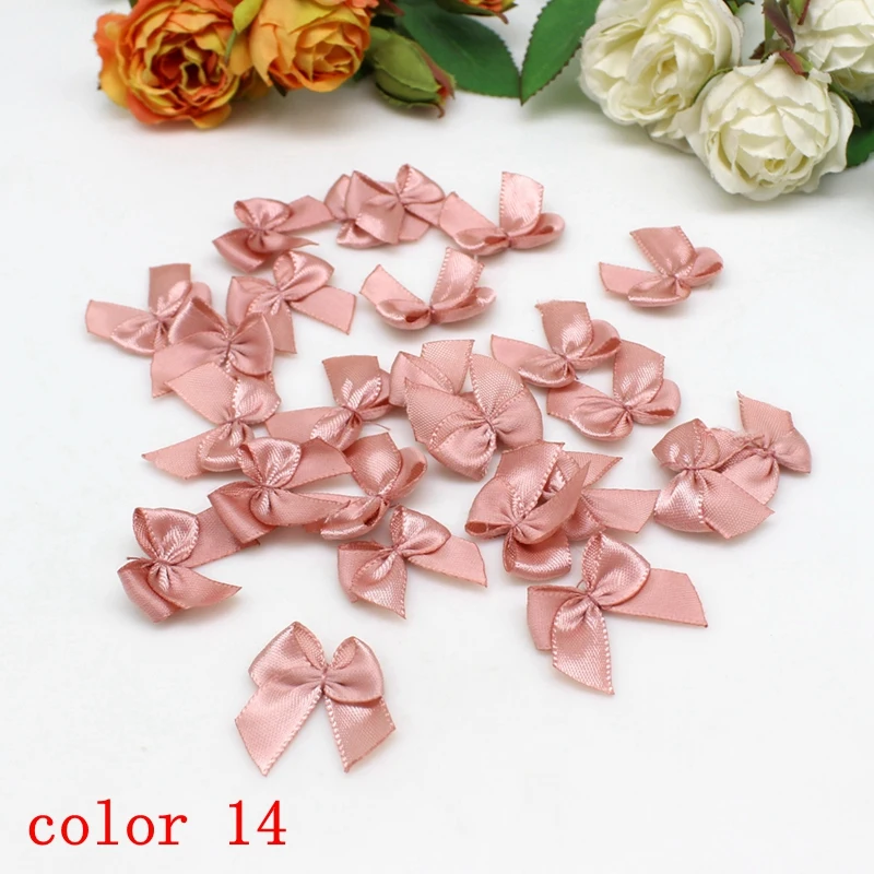 50-100 Stück/Packung 2*2,5 cm kleine Dacron Band Bogen Blume Handwerk Dekoration Handarbeit DIY Party Dekoration farbige Band Schleifen – Detail 22