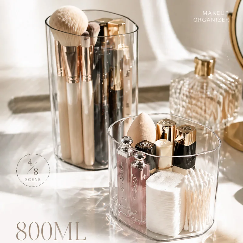 Makeup Brush Holder, Large Capacity Cosmetic Organizer with Dustproof Lid,  Pen Stand for Vanity Desk, view 3