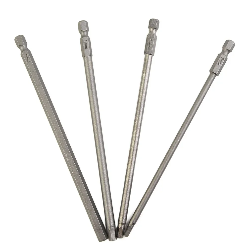 Sechskant-Schraubendreher-Bits, 4 Stück, Magnetkopf-Schraubendreher-Bits, hohe Qualität, 150 mm langer Schaft für 1/4 Sechskantantrieb (3/4/5/6 mm)