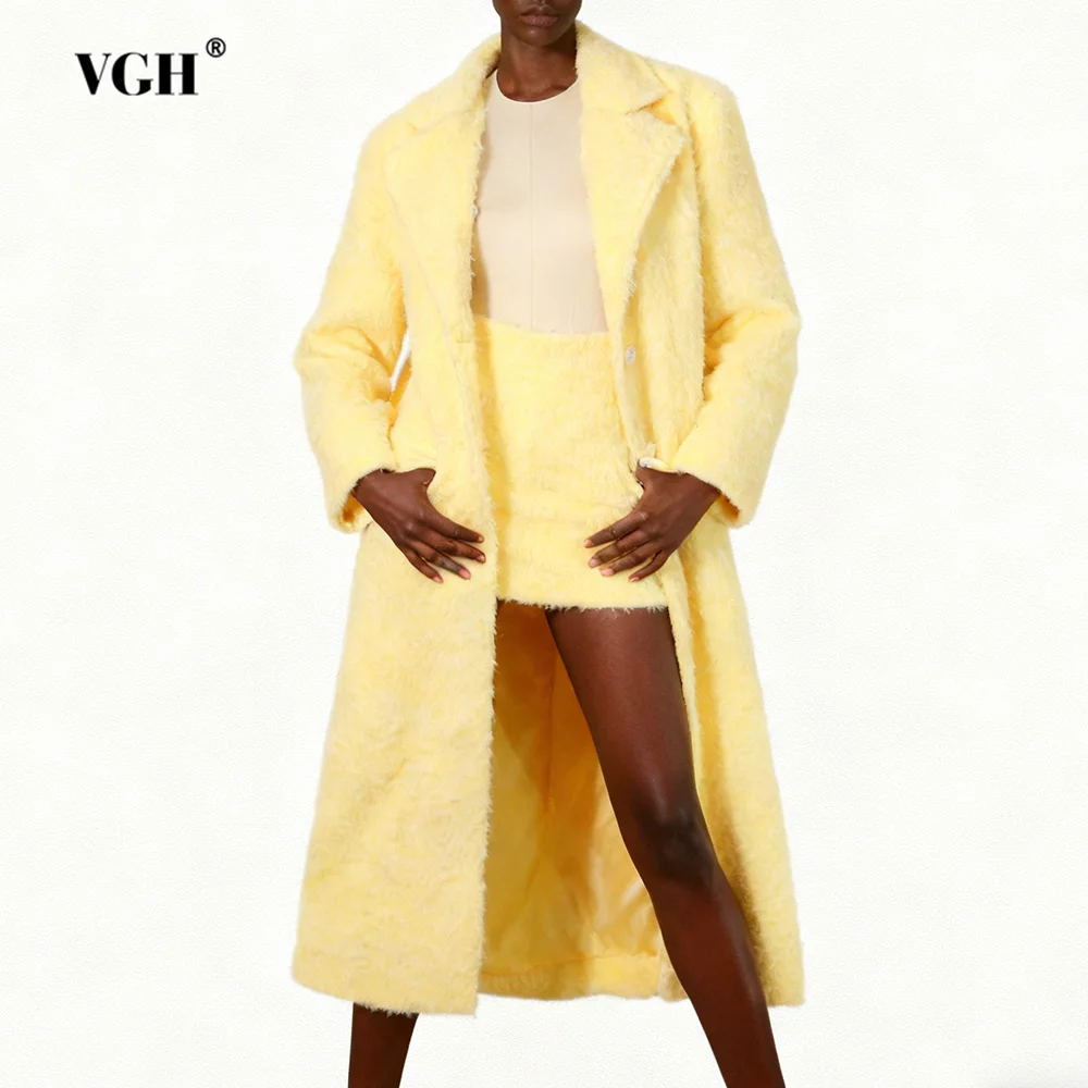 

VGH Темперамент, однотонные утягивающие комплекты из двух предметов для женщин, Тренч с длинными рукавами и лацканами, юбка с высокой талией, шикарный комплект, женская мода