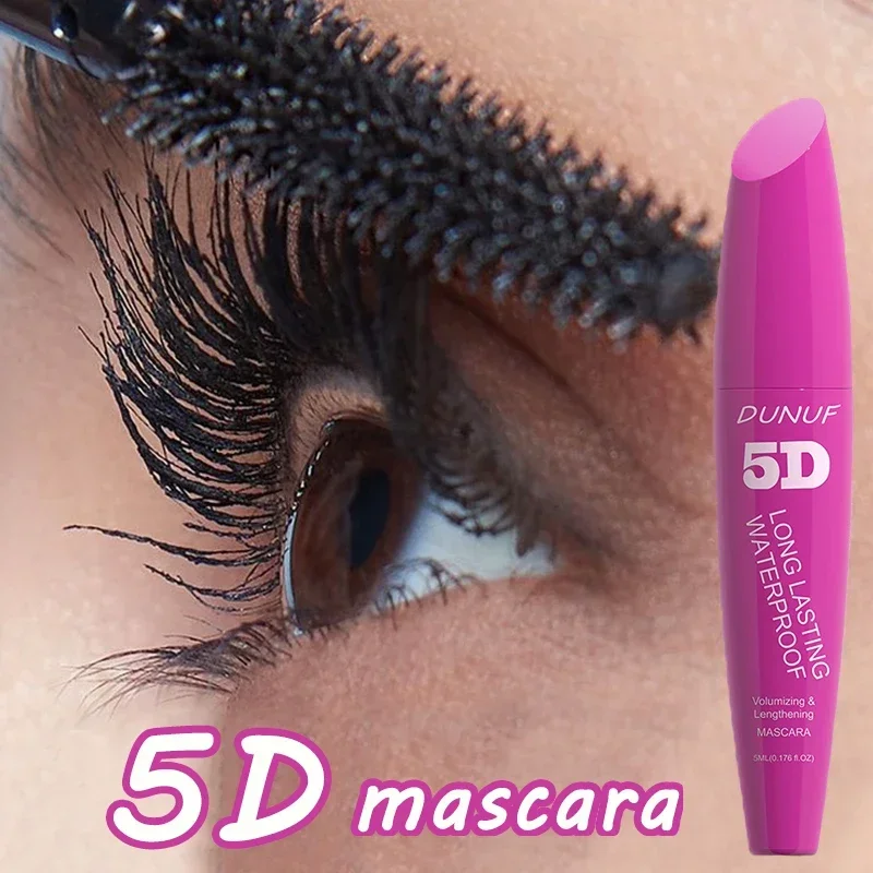 5D สีดําม้วนขนตาหนามาสคาร่ากันน้ํา Anti-smudge Natural Eyelashes มาสคาร่าตาเกาหลีแต่งหน้าเครื่องสําอาง