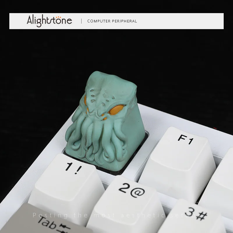 Bruce Octopus Keycap 1Pc Three-Dimensional Creative 3D Relief Resin Customized Cute Esc Single Cartoon Animal Green Keycap