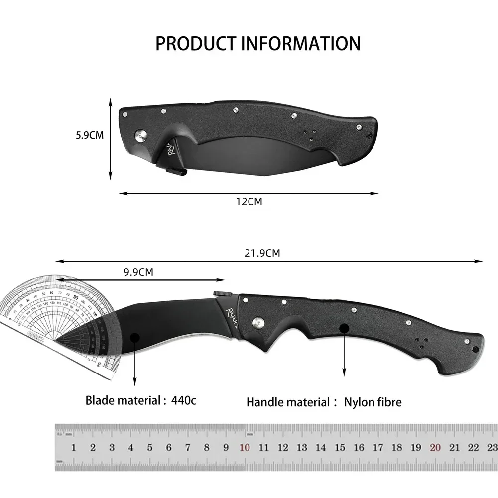 Outdoor Folding Knife High-Hardness 440C Steel Nylon Fiber Handle Tactical Camping Tool Rescue Self-Defense Military Knife