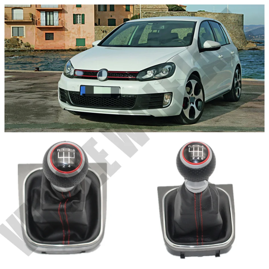 

For VW Golf 6 R20 GTI GTD 2009 2010 2011 2012 2013 5 Speed 6 Speed Gear Stick Shift Knob With PU Leather Boot