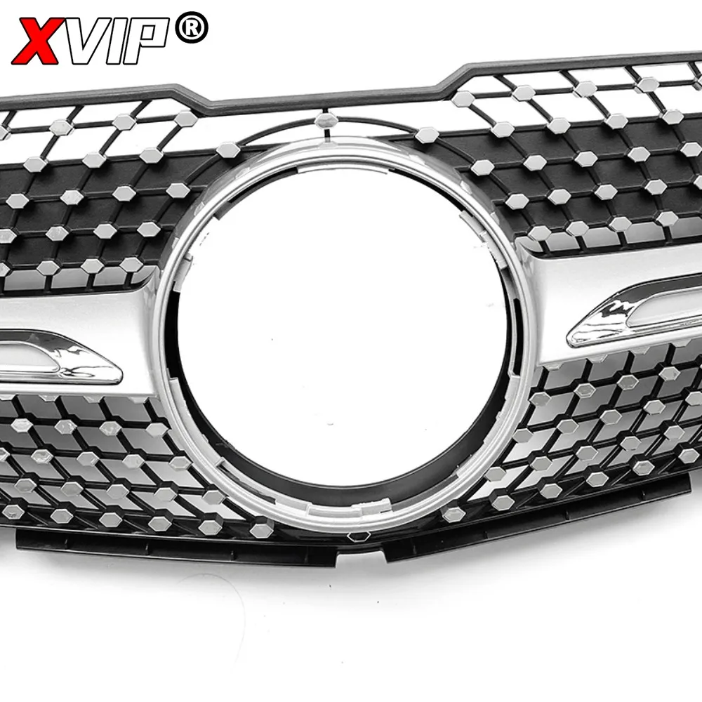 XVIP Black Diamonds Style Racing Grille Chrome Silver Upper Grille For Mercedes Benz GLK-Class X204 2008-12 GLK280 GLK300 GLK350