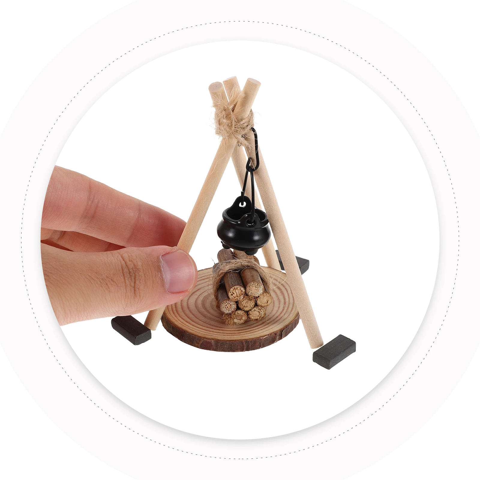 

26Pcs Miniature Campfire Stove with Hanging Pot Realistic Firewood for Dollhouse Fairy Garden Christmas Micro Landscape Winter