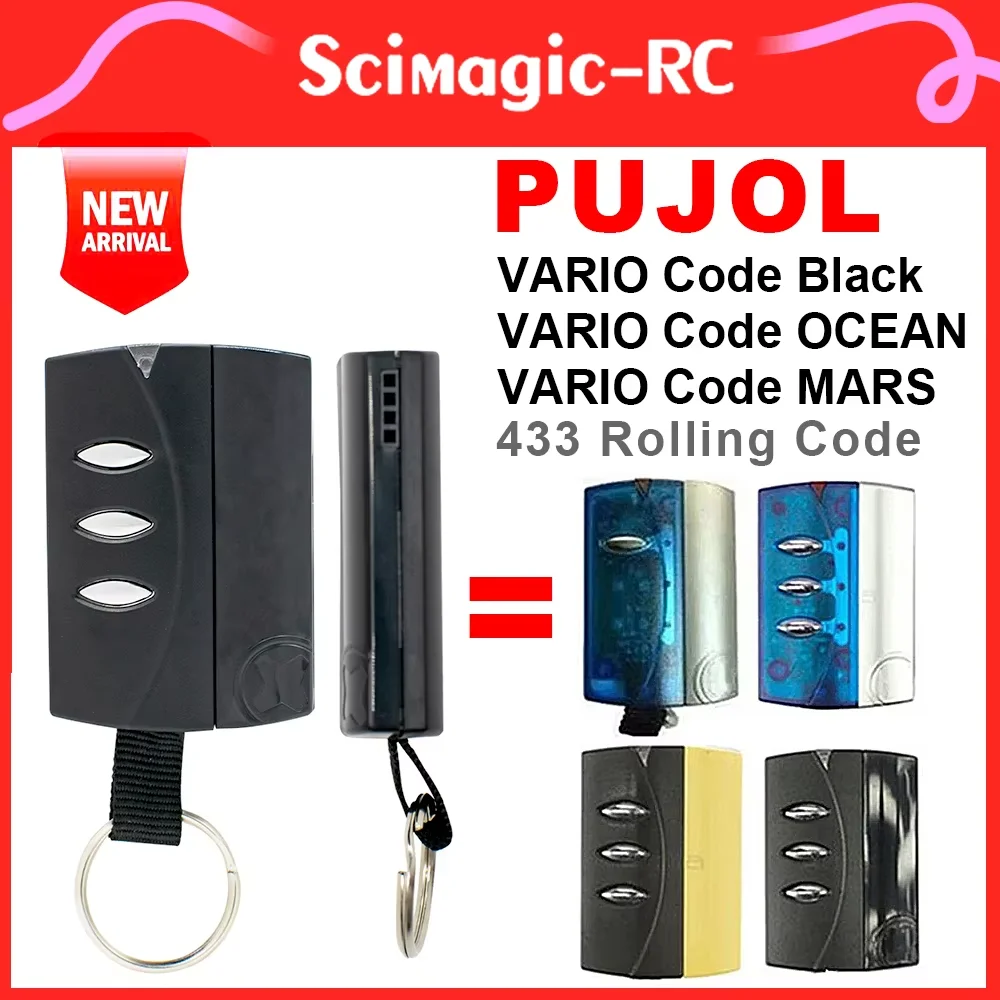 1-2pcs PUJOL VARIO 433.92MHz Rolling Code Remote Control Compatible PUJOL VARIO Code Black OCEAN MARS Garage Door Opener
