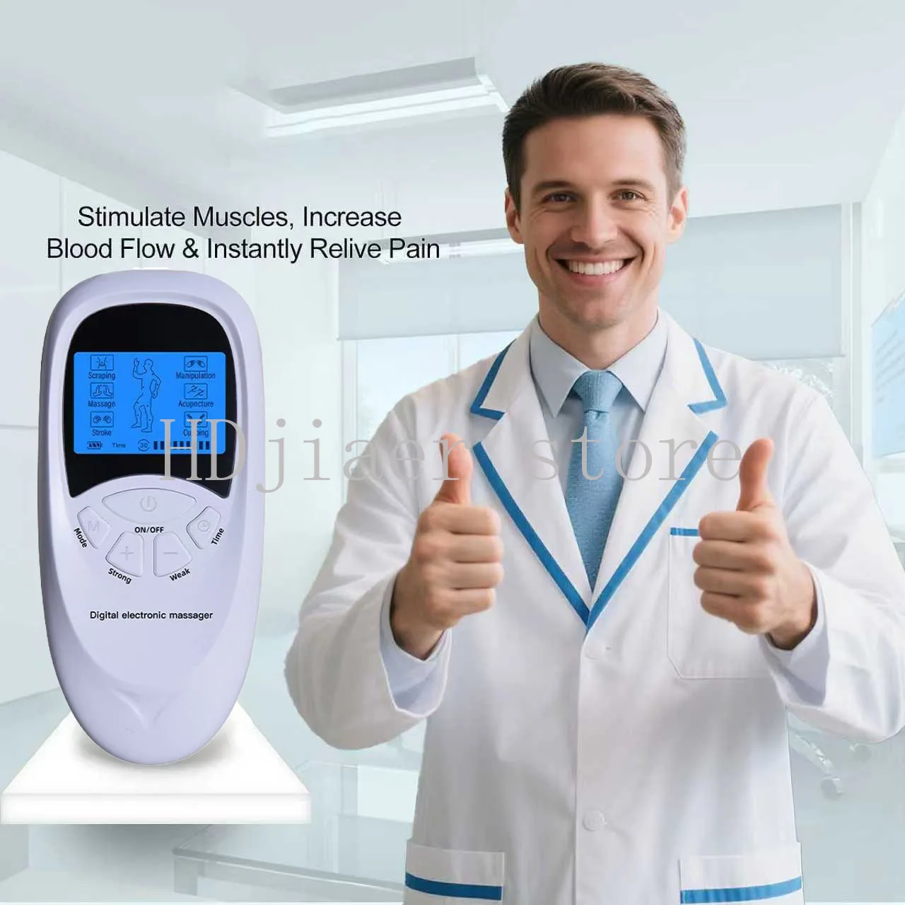 

Dual Channel EMS Massager - Full English, Rechargeable Pulse Meridian Device | Home Use with Blue Screen