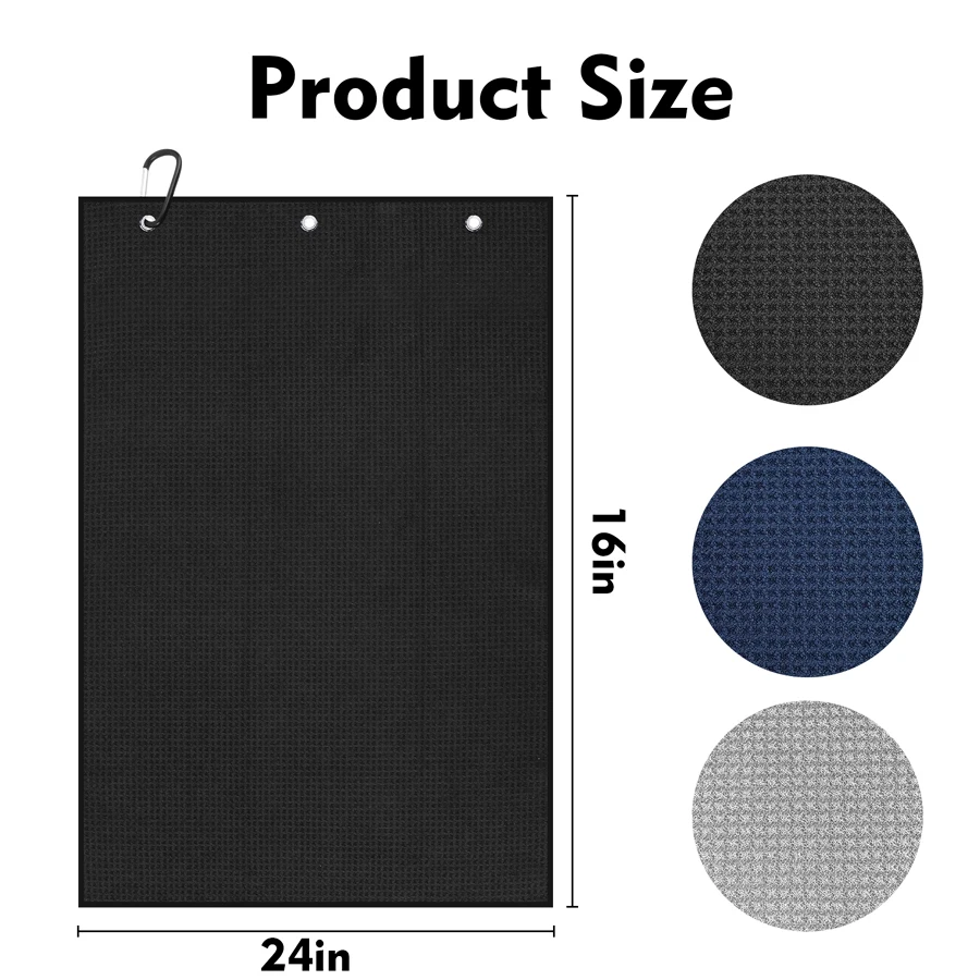 Microfiber Golf Towel With Carabiner Clips Waffle Cleaning Towels for Golf Club,Towels For Gym Fitness Running Cycling Fishing