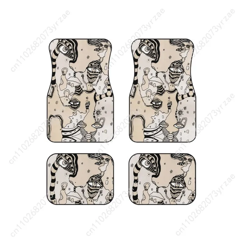 

Abstract patterns 4pcs Universal Car Floor Mats All-Season Fashionable Auto Interio Absorbent Non-Slip Washable Car Floor Mats