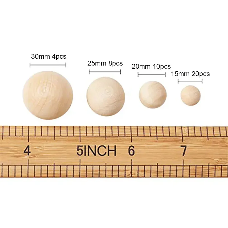 15/20/25/30mm Unfinished Natural Ball No Holes Loose Round Spacer Wood Beads For Jewelry Making Findings DIY crafts Accessories