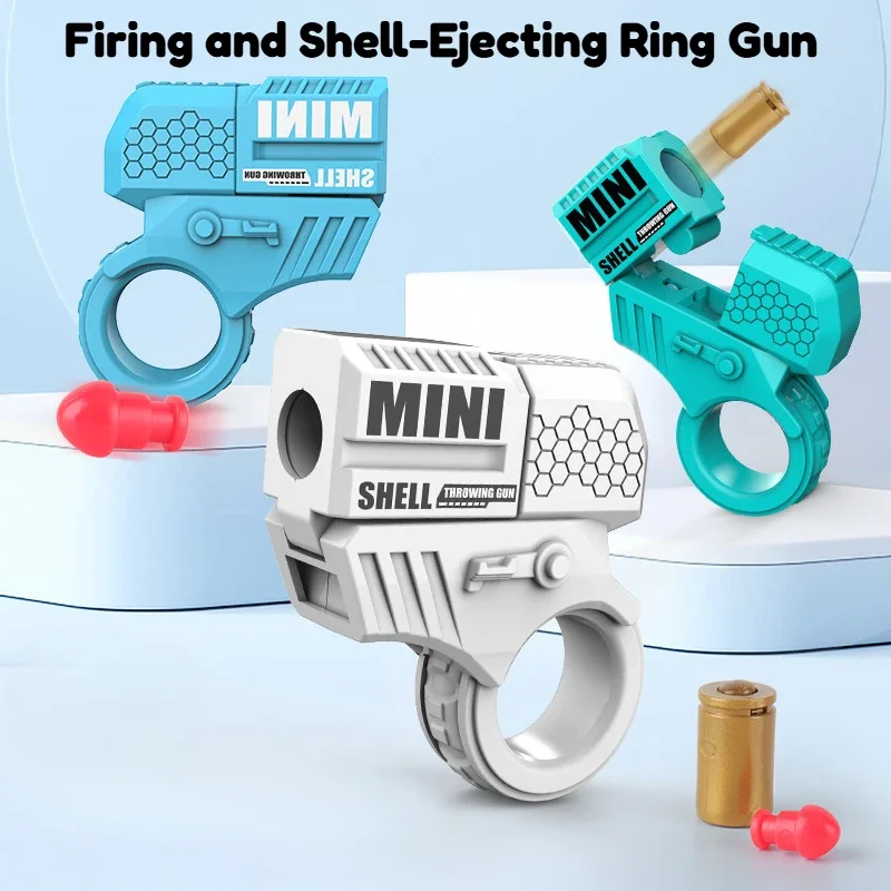 Mini Ring Gun Shell-Ejecting Toy Gun Adult Fidget Toys Hand Spinner with 2 Shell Casings 10 Bullets Stress Relief Toys Gifts