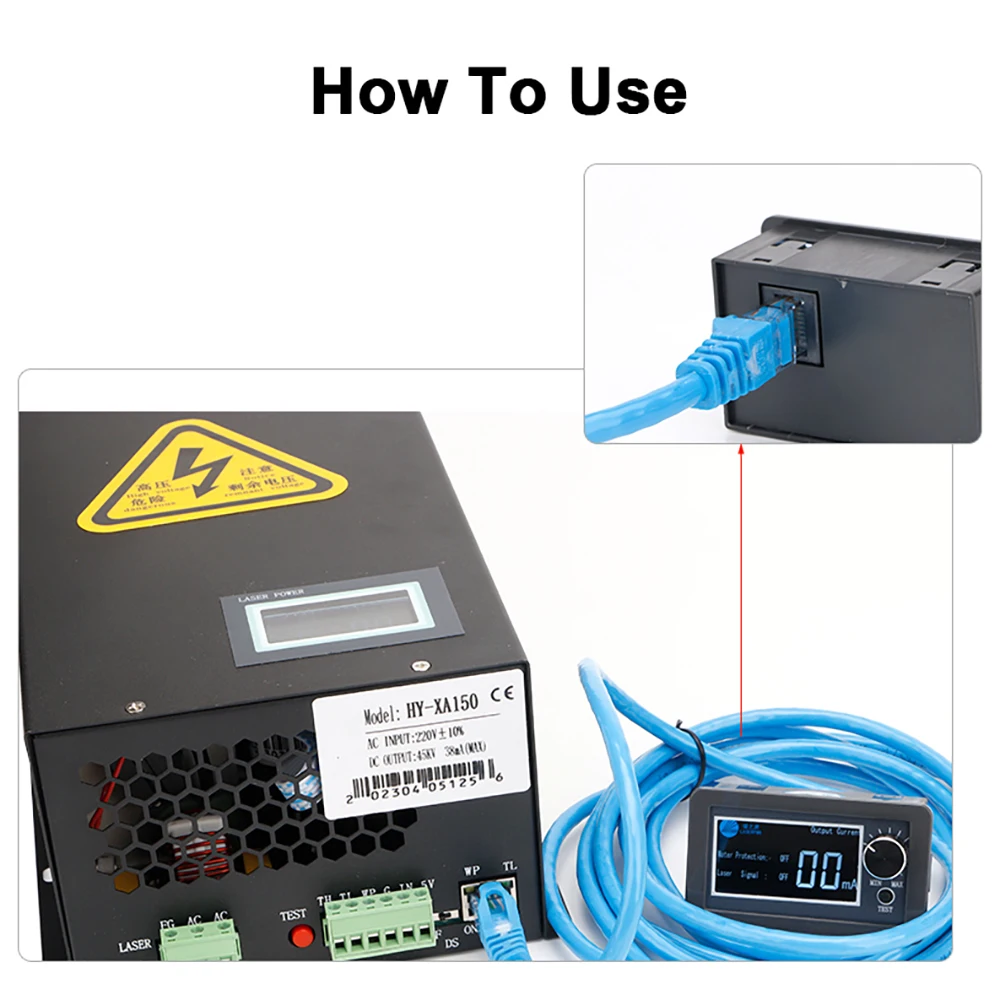 จอแสดงผล LCD CO2 Current Meter หน้าจอภายนอกสําหรับ HY Series 80W และ 100W และ 150W CO2 เลเซอร์แหล่งจ่ายไฟ