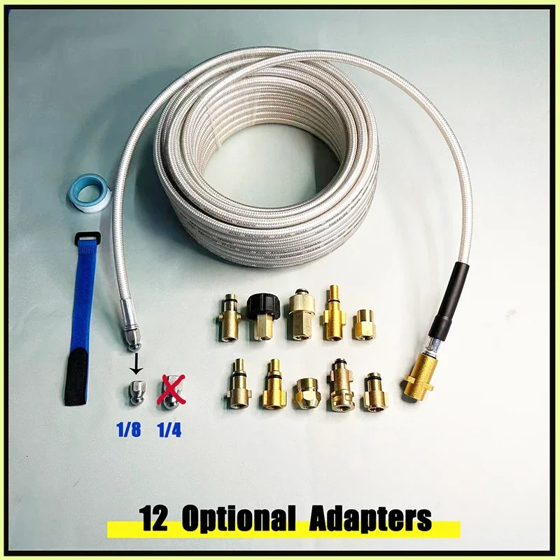

1/8Female Fitting Spray Nozzle Pressure Washer Sewer Drain Water Cleaning Hose Car Washer Pipe Explosion-proof Pipe Cleaning Kit
