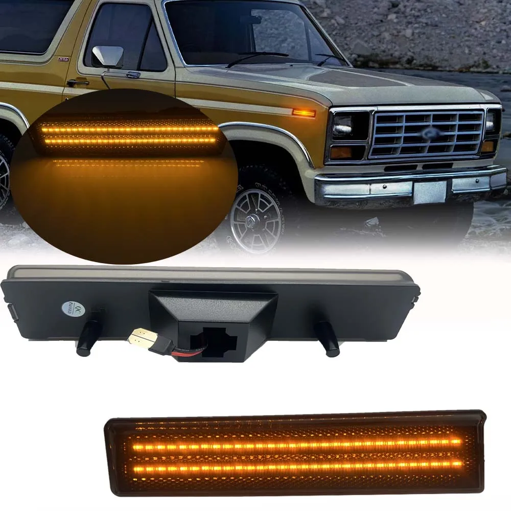 

2x Smoked Front fender LED Side marker Light Corner Lamp For Ford Bronco F150 F250 F-350 1980-1986 Ford Bronco Turn Signal Light