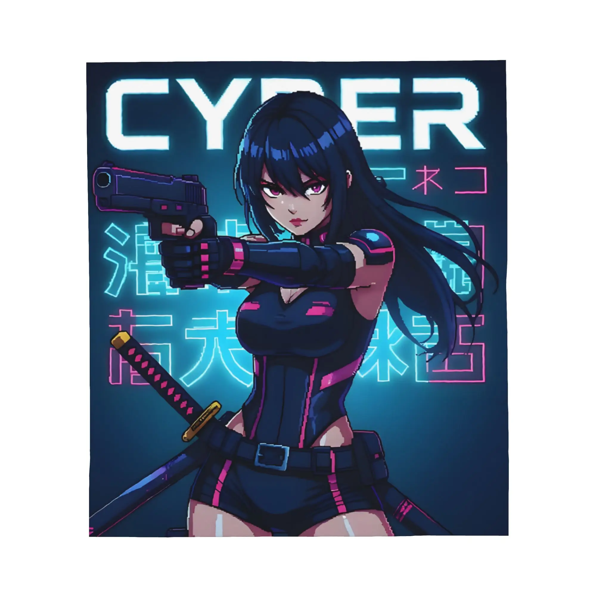 1PC Anime Cyberpunk Girl Blanket Throw Blanket Novelty Warm Blanket All Season Gift