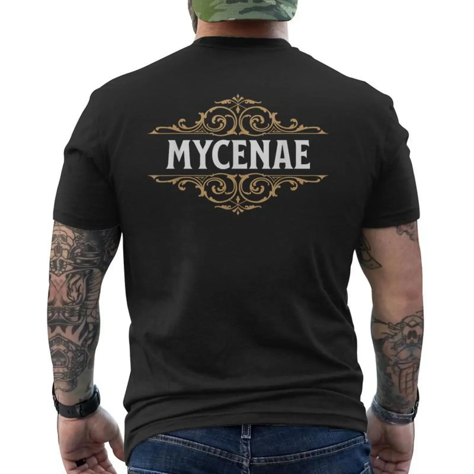 Mycenae Ancient Bronze Age Greece The Mycenaeans Men's T shirt Back Print Monsterry vintage Washed Top For Everyday Wear