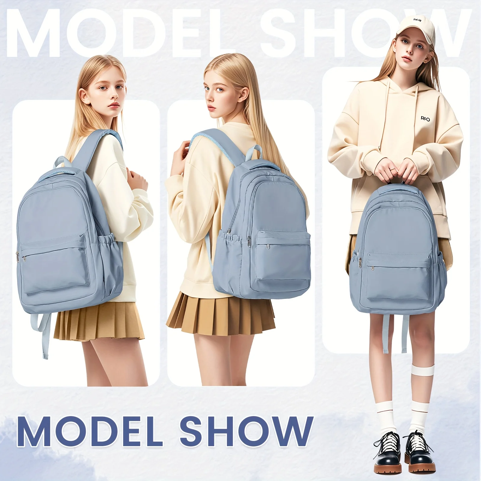 Rucksack für weibliche College-Studenten, High-School-Mädchen, Mittelschulmädchen, vielseitig, geeignet für Jungen, täglicher Gebrauch im Freien. – Detail 2
