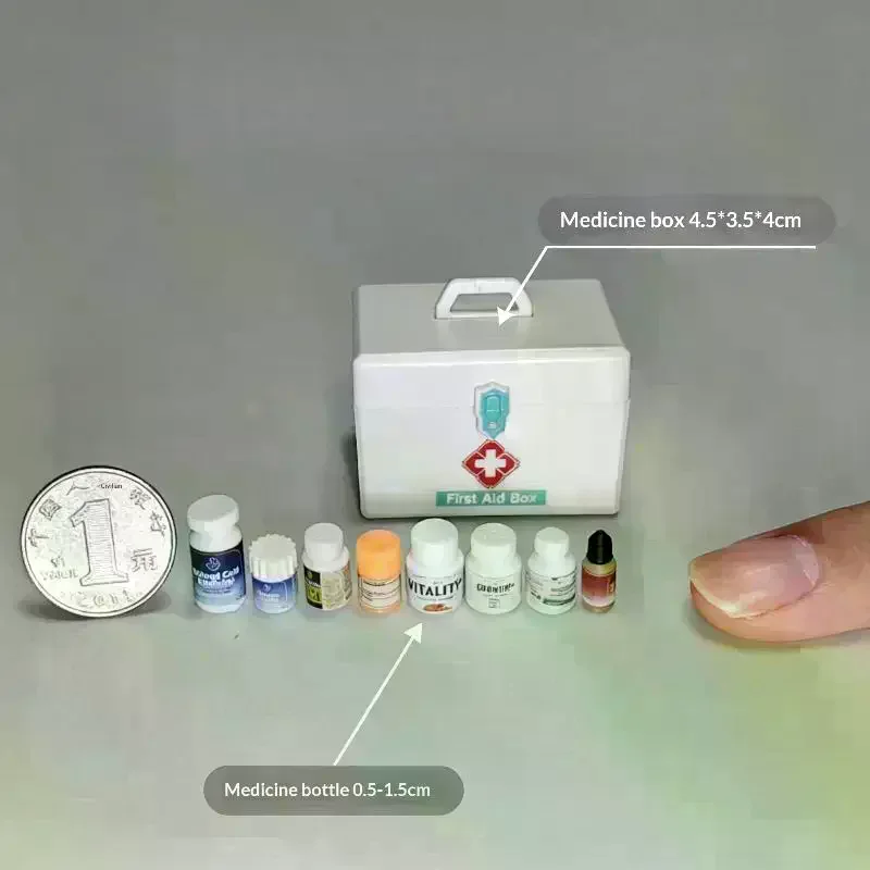 

1 Set Pharmacy Scene Ornament 1/12 Miniature Dollhouse Pills Bottle Mini Medicine Boxes Model For Doll Accessories Toy
