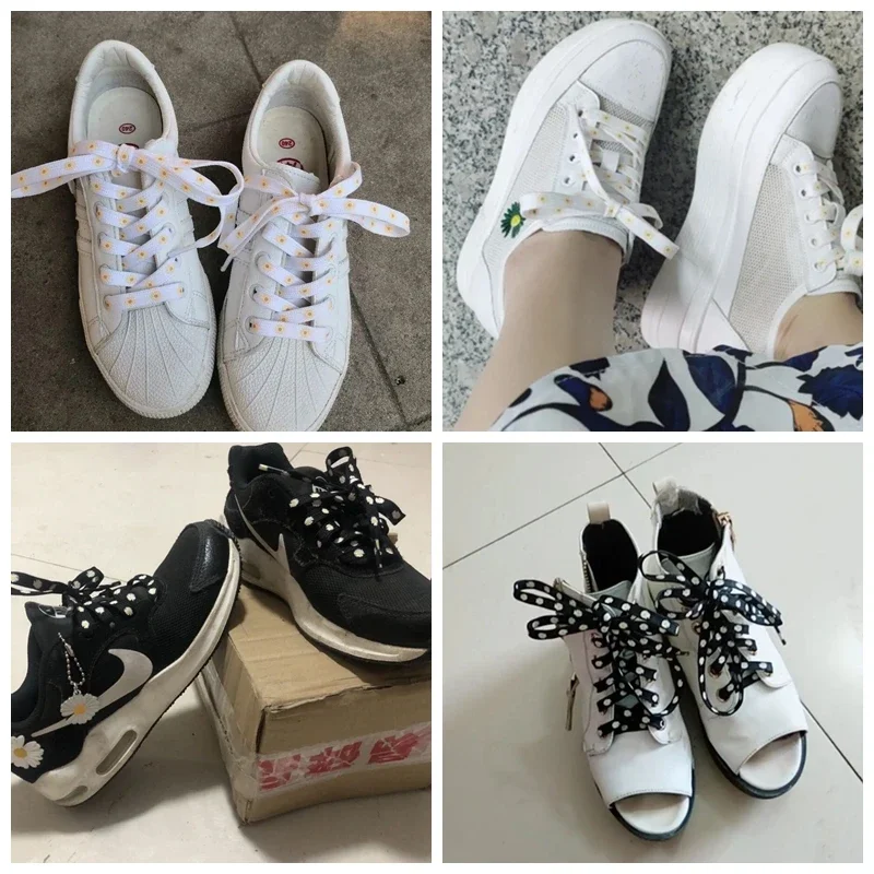 Kleine Gänseblümchen Schnürsenkel Cartoon Druck Mode Unisex Flache Schnürsenkel High-Top Canvas Sneakers Schnürsenkel AF1 Sport Schnürsenkel – Detail 13